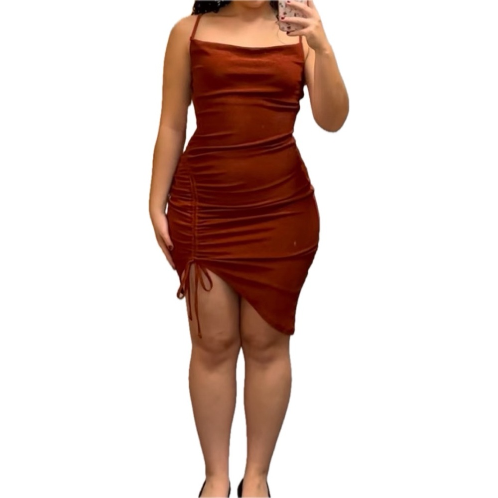 Elegant Red Ruched Dress